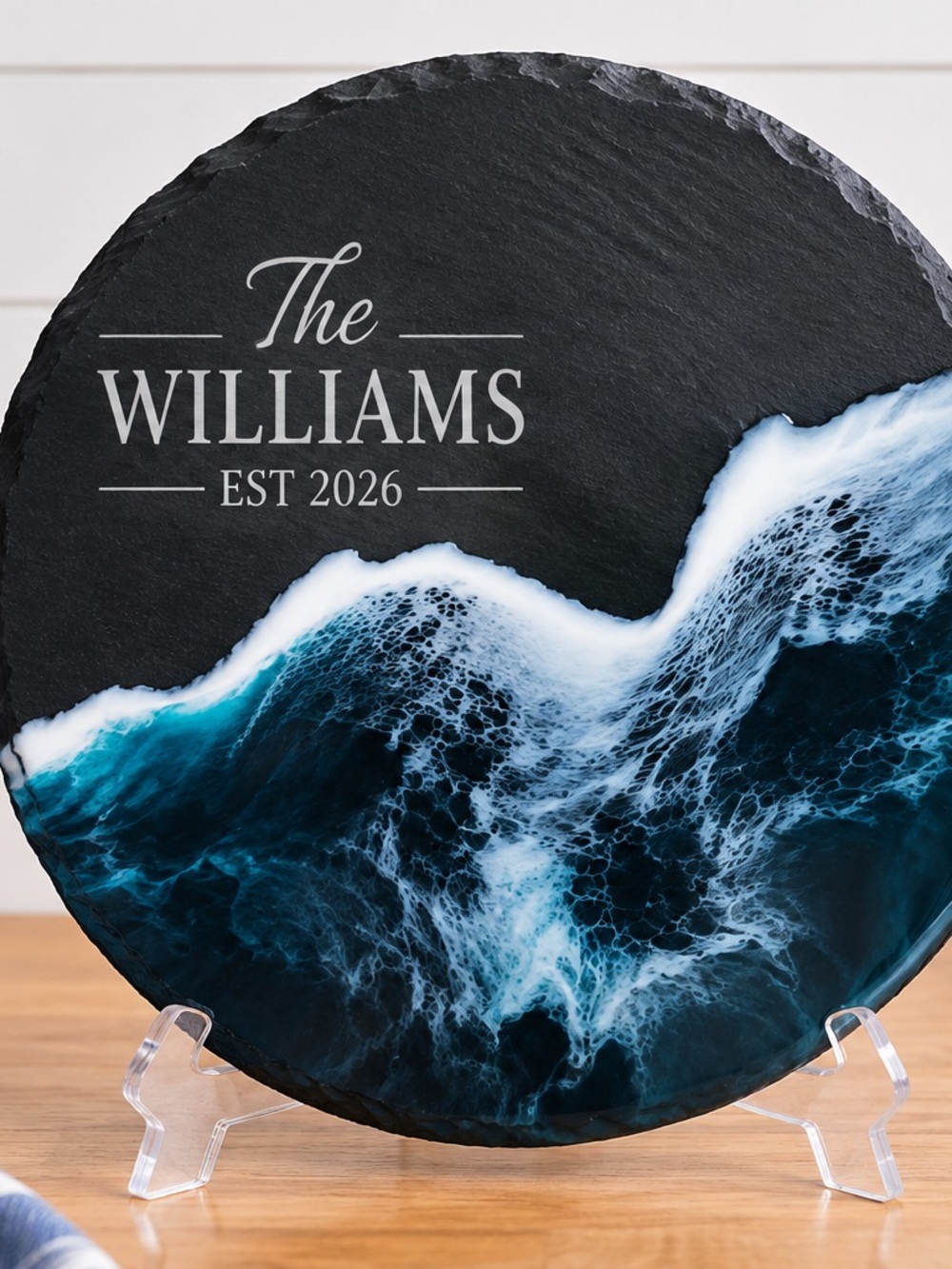 Personalized Ocean Wave Resin Slate